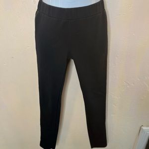 Quinn leggings with faux leather tuxedo stripe on side, size medium